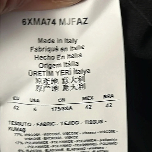 Emporio Armani‎ V-Neck Faux Mini Wrap Jersey Dress Long Sleeve 6 Black Cocktail - Picture 6 of 10